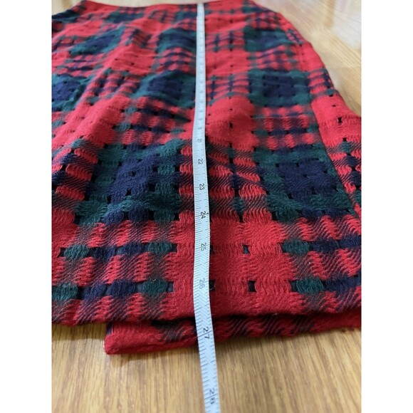 J Crew Red Green Holiday Lattice Print Wool Blend Pencil Skirt Size 6 - Picture 9 of 9